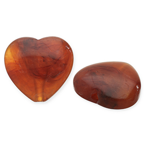 Perlen aus Acryl Heart Orange brown