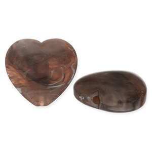 Perlen aus Acryl Heart Brown-white