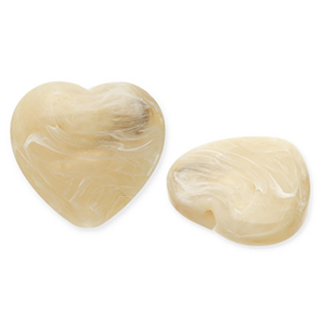 Perlen aus Acryl Heart Beige brown-white