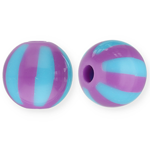 12 mm Perlen aus Acryl mit Streifen Purple-light blue