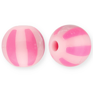 12 mm Perlen aus Acryl mit Streifen Light pink-pink