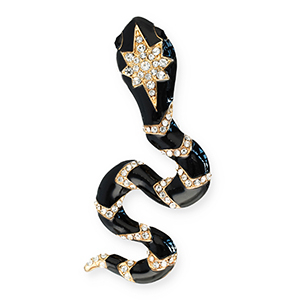 Statement Broschen mit &Ouml;se Snake Gold-black-transparent