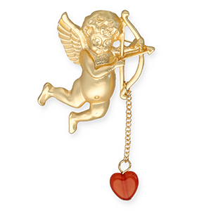 Statement Broschen Cupid Gold-red
