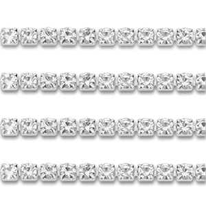 Stainless Steel - Rostfrei Stahl Strass Kette 4mm Silver-crystal