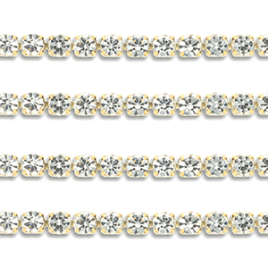 Stainless Steel - Rostfrei Stahl Strass Kette 3mm Gold-crystal