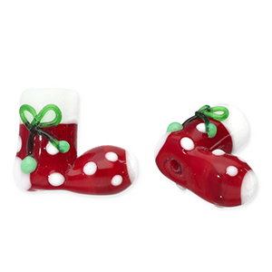 Glas Perlen Christmas Stocking Red-white