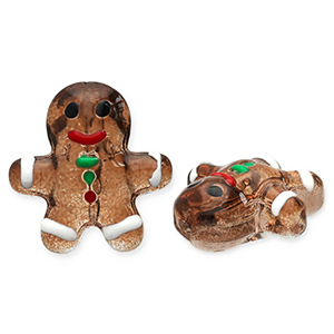 Glas Perlen Gingerbread Man Brown-white