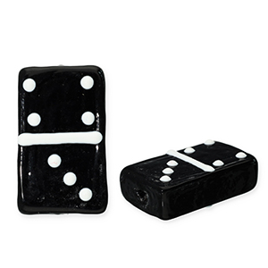 Glas Perlen Domino Stone Black-white