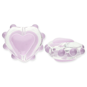 Glas Perlen Heart Transparent-lilac