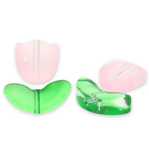 Glas Perlen Tulip Light pink-green