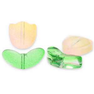 Glas Perlen Tulip Peach pink-green