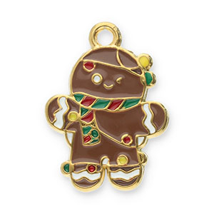 Anh&auml;nger aus Stainless Steel - Rostfreiem Stahl Gingerbread Man Gold-brown-multicolour