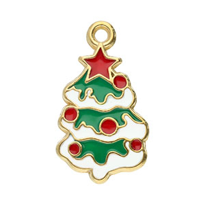 Anh&auml;nger aus Stainless Steel - Rostfreiem Stahl Christmas Tree Gold-white-red-green