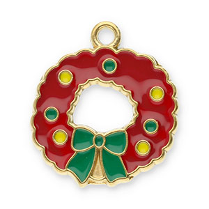 Anh&auml;nger aus Stainless Steel - Rostfreiem Stahl Christmas Wreath Gold-red-green-yellow