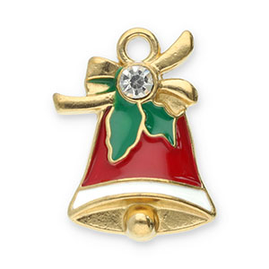 Anh&auml;nger aus Stainless Steel - Rostfreiem Stahl Christmas Bell Gold-red-green-white