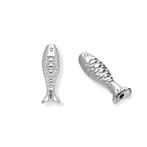 Perlen aus Stainless Steel - Rostfreiem Stahl Fish Silver