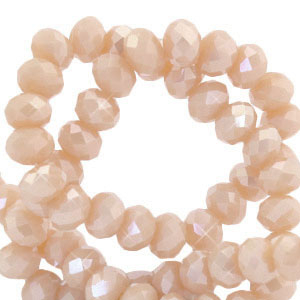 Facetten Top Glas Perlen 6x4mm Rondellen Silk beige peach-pearl shine coating