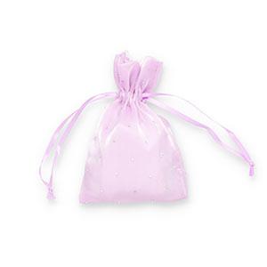 Satin Schmuck Beutel with Strass Lilac-silver