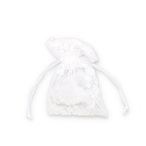Organza Schmuck Beutel Flower White