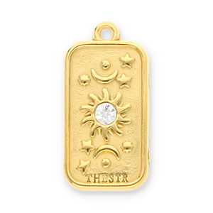 Anh&auml;nger aus Stainless Steel - Rostfreiem Stahl Sun, Moon and Stars with Strass Gold-transparent