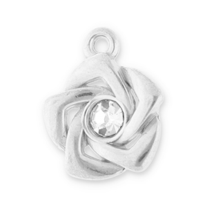Anh&auml;nger aus Stainless Steel - Rostfreiem Stahl Rose with Strass Silver-transparent