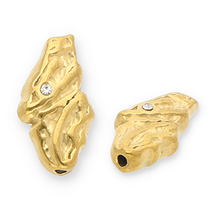 Perlen aus Stainless Steel - Rostfreiem Stahl Irregular with Strass Gold-transparent