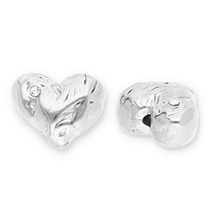 Perlen aus Stainless Steel - Rostfreiem Stahl Heart with Strass Silver-transparent