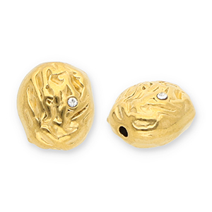 Perlen aus Stainless Steel - Rostfreiem Stahl Oval with Strass Gold-transparent