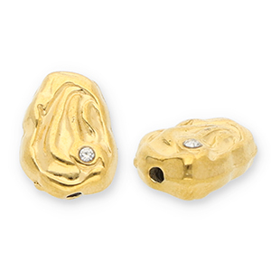 Perlen aus Stainless Steel - Rostfreiem Stahl Oval with Strass Gold-transparent