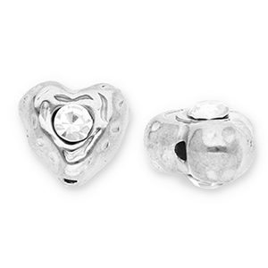 Perlen aus Stainless Steel - Rostfreiem Stahl Heart with Strass Silver-transparent