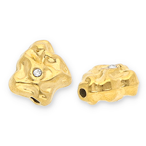 Perlen aus Stainless Steel - Rostfreiem Stahl Irregular with Strass Gold-transparent