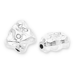 Perlen aus Stainless Steel - Rostfreiem Stahl Irregular with Strass Silver-transparent