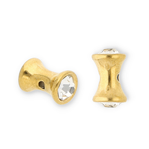 Perlen aus Stainless Steel - Rostfreiem Stahl Diabolo with Strass Gold-transparent