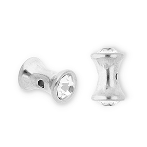 Perlen aus Stainless Steel - Rostfreiem Stahl Diabolo with Strass Silver-transparent