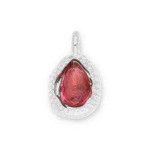 Anh&auml;nger aus Stainless Steel - Rostfreiem Stahl Drop with Facet Silver-dark pink