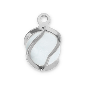 Anh&auml;nger aus Stainless Steel - Rostfreiem Stahl Round Cat's Eye Silver-milky white
