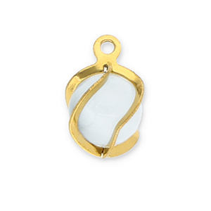 Anh&auml;nger aus Stainless Steel - Rostfreiem Stahl Round Cat's Eye Gold-milky white