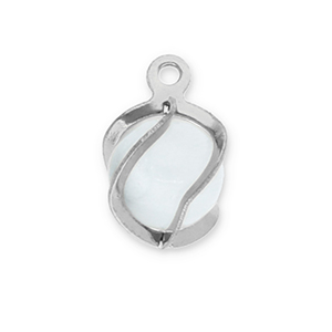 Anh&auml;nger aus Stainless Steel - Rostfreiem Stahl Round Cat's Eye Silver-milky white