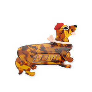 Haarschmuck hair clamp Dachshund with Scarf Brown-nude-red