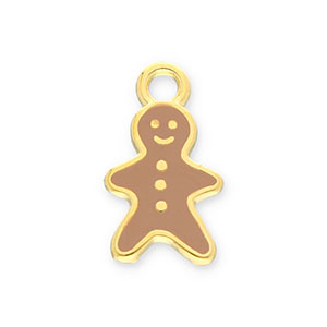 Anh&auml;nger Metall DQ Gingerbread Man Gold-brown (Nickelfrei)