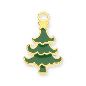 Anh&auml;nger Metall DQ Christmas Tree Gold-dark green (Nickelfrei)