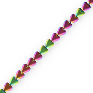 Perlen aus H&auml;matit Heart Purple-green-AB coating