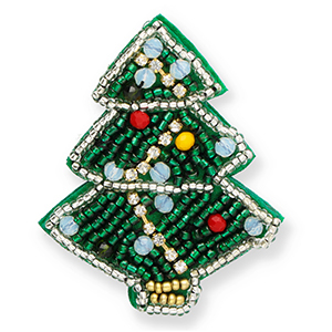 Broschen Christmas Tree Green-blue-red-silver