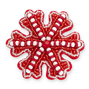 Broschen Snowflake Red-white-silver