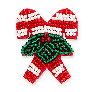 Broschen Candy canes with Christmas greenery Red-green-white