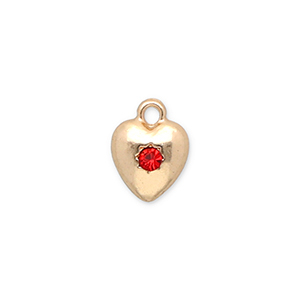 Anh&auml;nger Metall Heart with Strass Gold-red