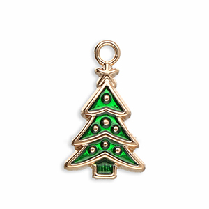 Anh&auml;nger Metall Christmas Tree Gold-green