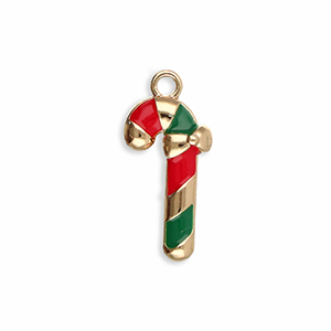Anh&auml;nger Metall Candy Cane Gold-red-green