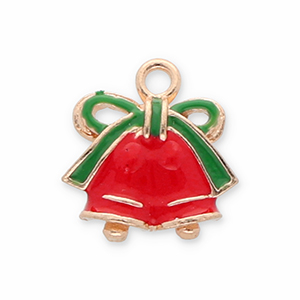 Anh&auml;nger Metall Christmas Bells Gold-red-green