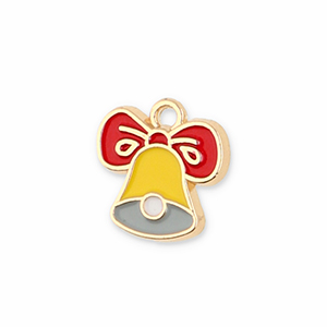 Anh&auml;nger Metall Christmas Bell Gold-yellow-red-grey